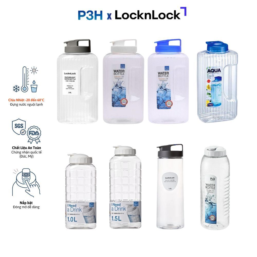 Bình đựng nước LocknLock Bình đựng trà sữa dung tích 1.2L đến 2.6L HAP739 P-00052 HAP812 P3H Mall