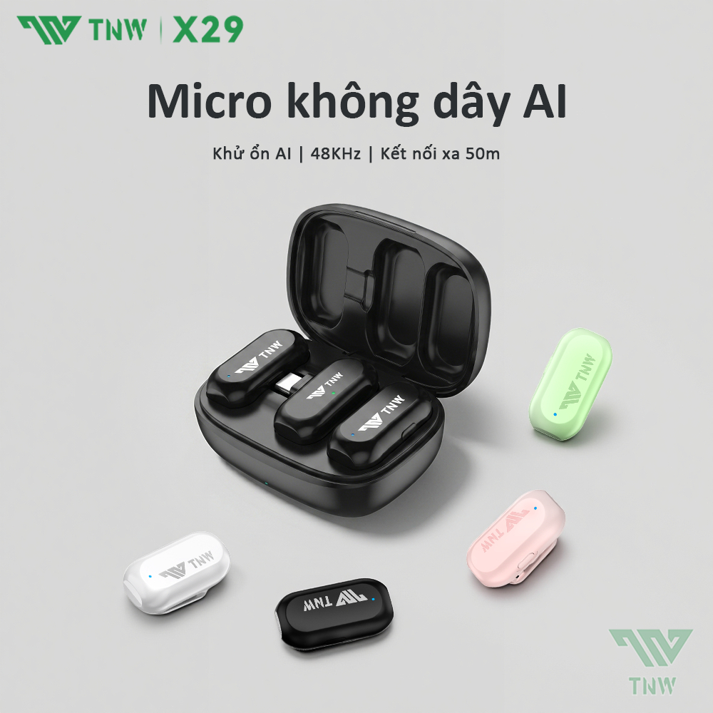 TNW A17 Micro Lavalier không dây,  Khử Tiếng Ồn, kết nối 50m, thời lượng 48 giờ, quay video Livestre