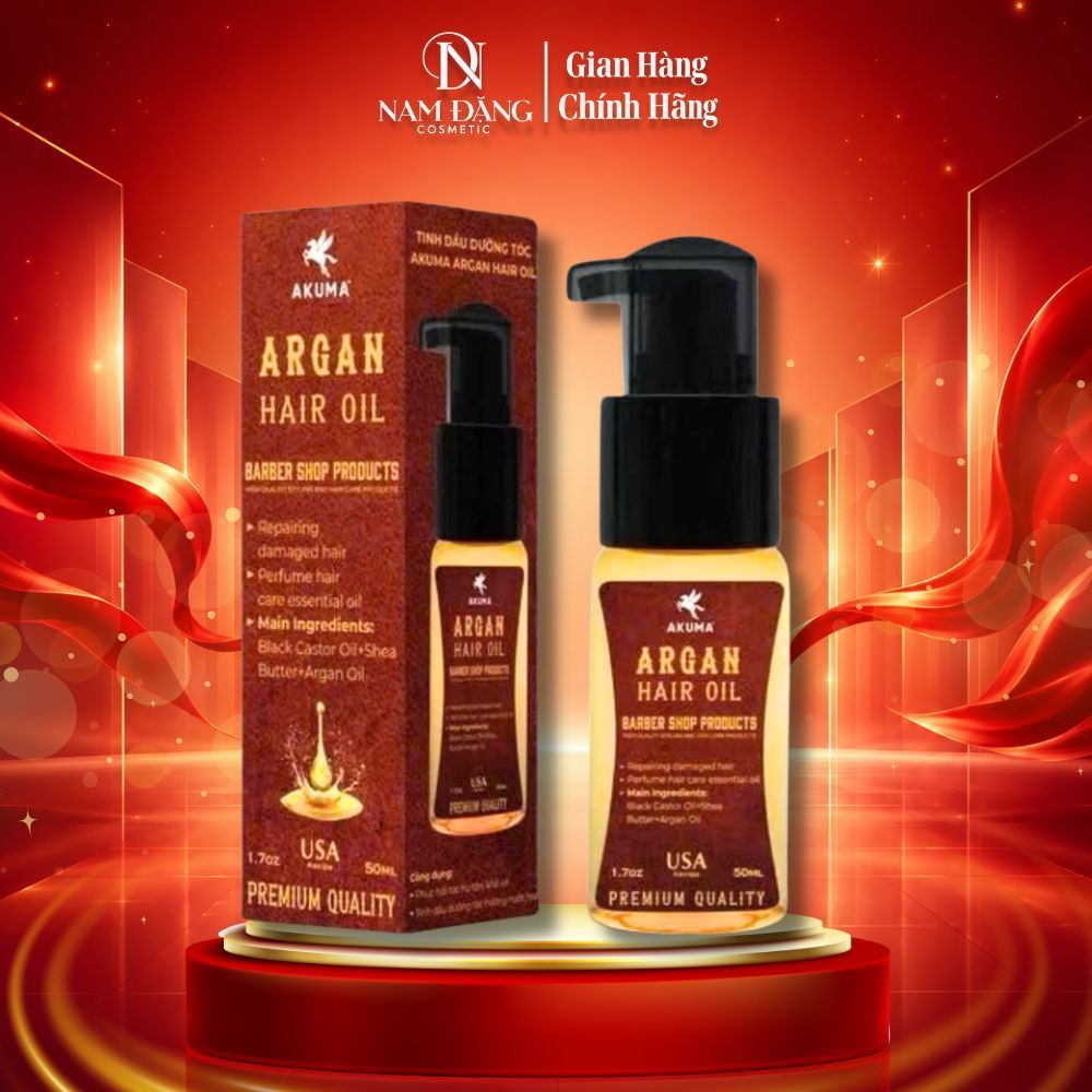 Tinh dầu dưỡng tóc AKUMA Argan Hair Oil 50ml giúp tóc chắc khỏe, bóng mượt, hương nước hoa nam tính