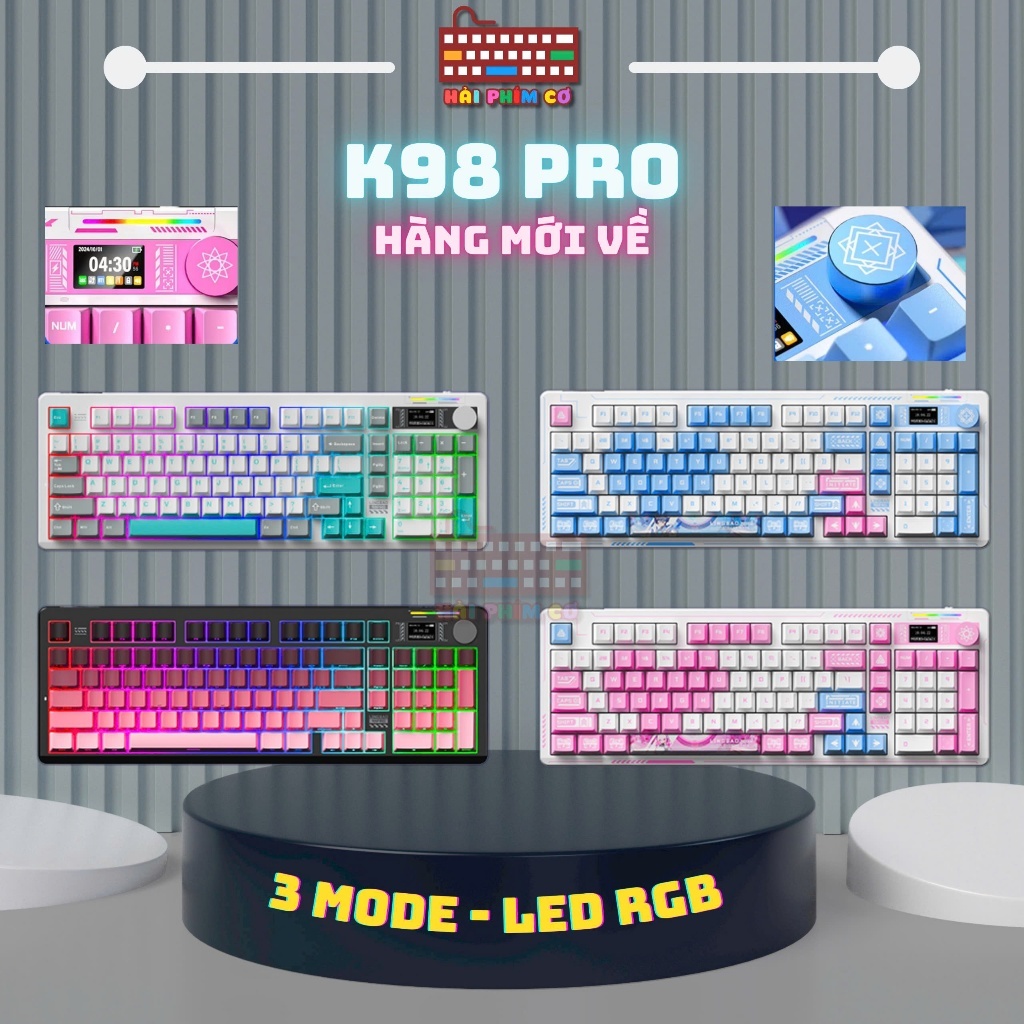 [HOẢ TỐC] BÀN PHÍM LINGBAO K98 - K98 PRO | PIN 5000 - 10000 MAH | 3 MODES KẾT NỐI | LED RGB | HOTSWA