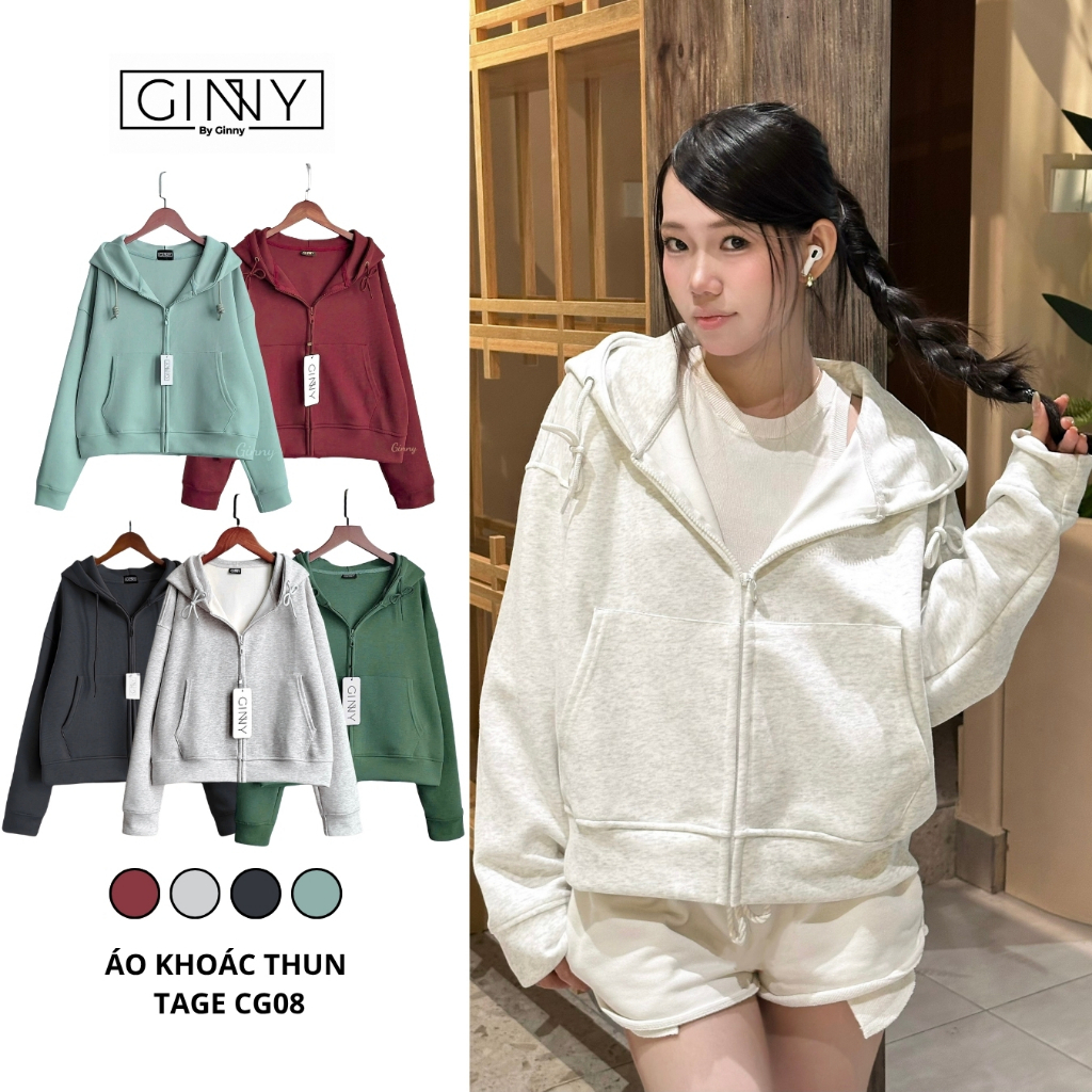 𝐆𝐈𝐍𝐍𝐘 Áo Khoác Chống Nắng Nữ Thun Lạnh Cao Cấp Thấm Hút Tốt TAGE CG08 Chuẩn Form Màu Pastel Trendy