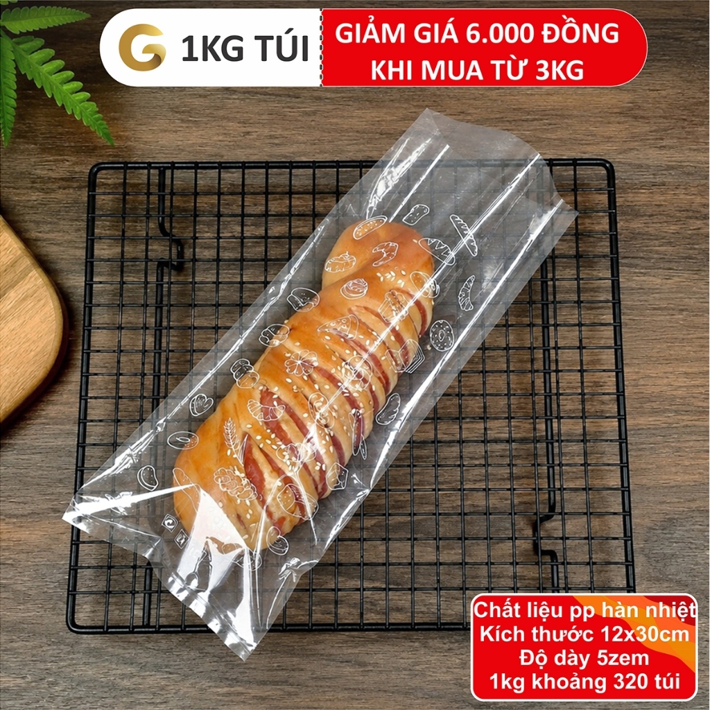 1kg Túi Đựng Bánh Mì Dài12x30cm, 12x227(Túi Pp Bánh Ngọt 12x30) [Gold Pack VN]