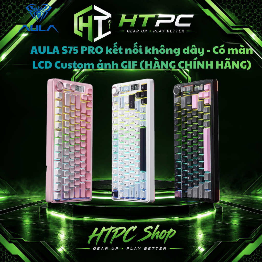 (HÀNG CHÍNH HÃNG) Bàn phím cơ bluetooth AULA S75 PRO kết nối không dây - Có màn LCD Custom ảnh GIF -