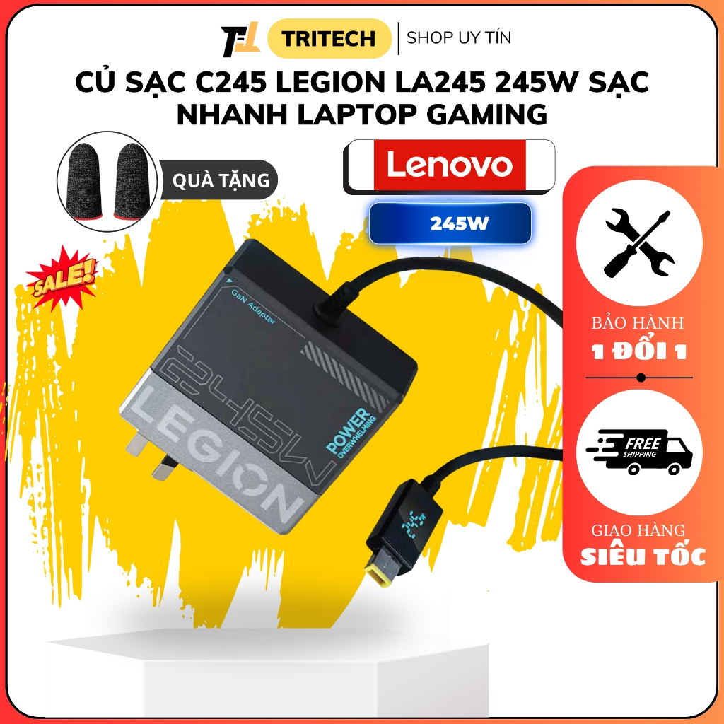 Củ sạc C245 LEGION LA245 245W sạc nhanh Laptop Gaming, Cáp Slim liền thân có màn hình Ai hiển thị cô