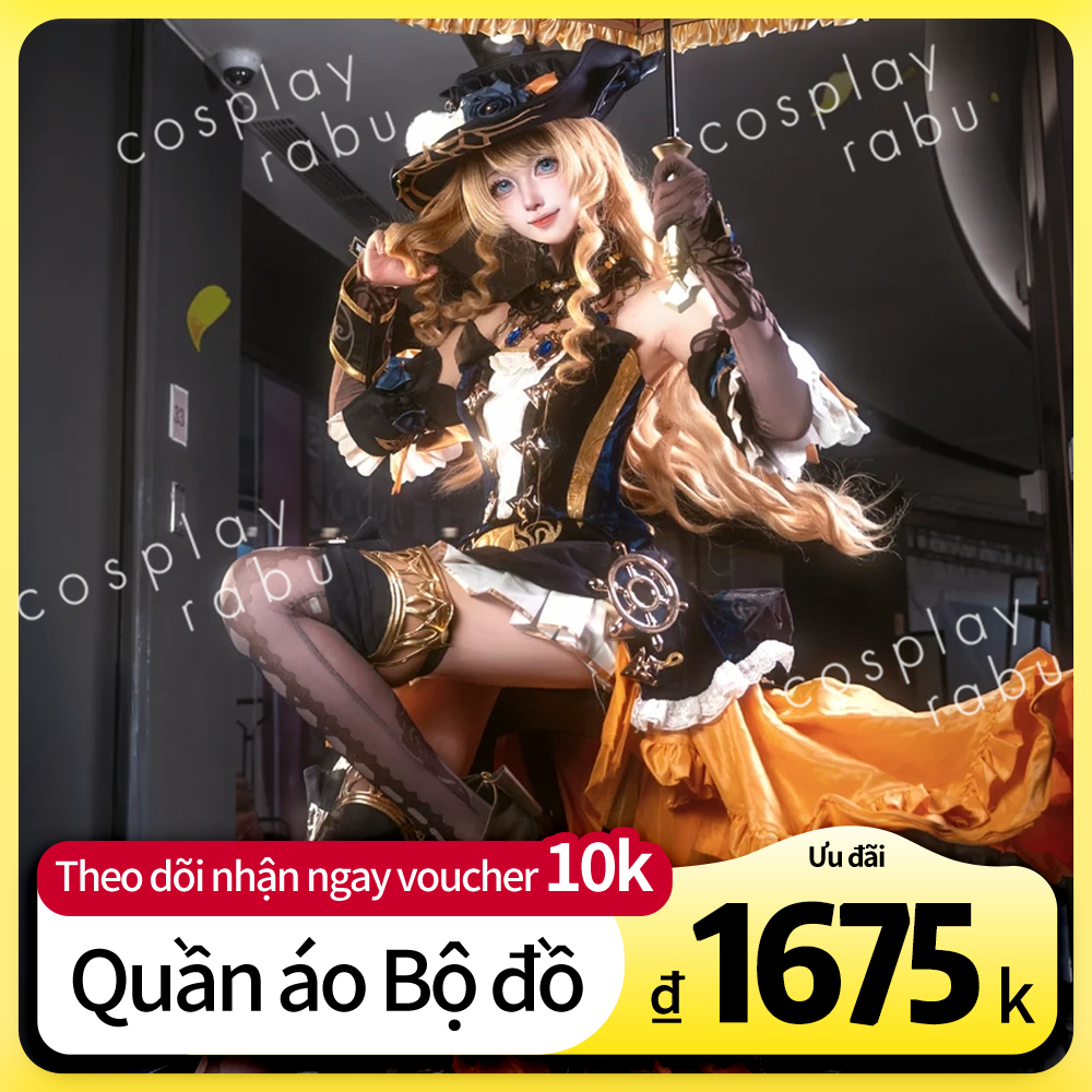 navia cosplay Quần Áo Genshin Trò Chơi Hai Chiều Trang Phục Nhập Vai Ô che Giày
