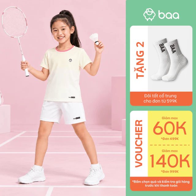 Set Đồ Thể Thao Bé Gái Cầu Lông Chạy Bộ Vải Siêu Nhẹ Thoáng Khí Nhẹ Co Giãn Thấm Hút Mồ Hôi 18 - 52kg BaaActive QU46N