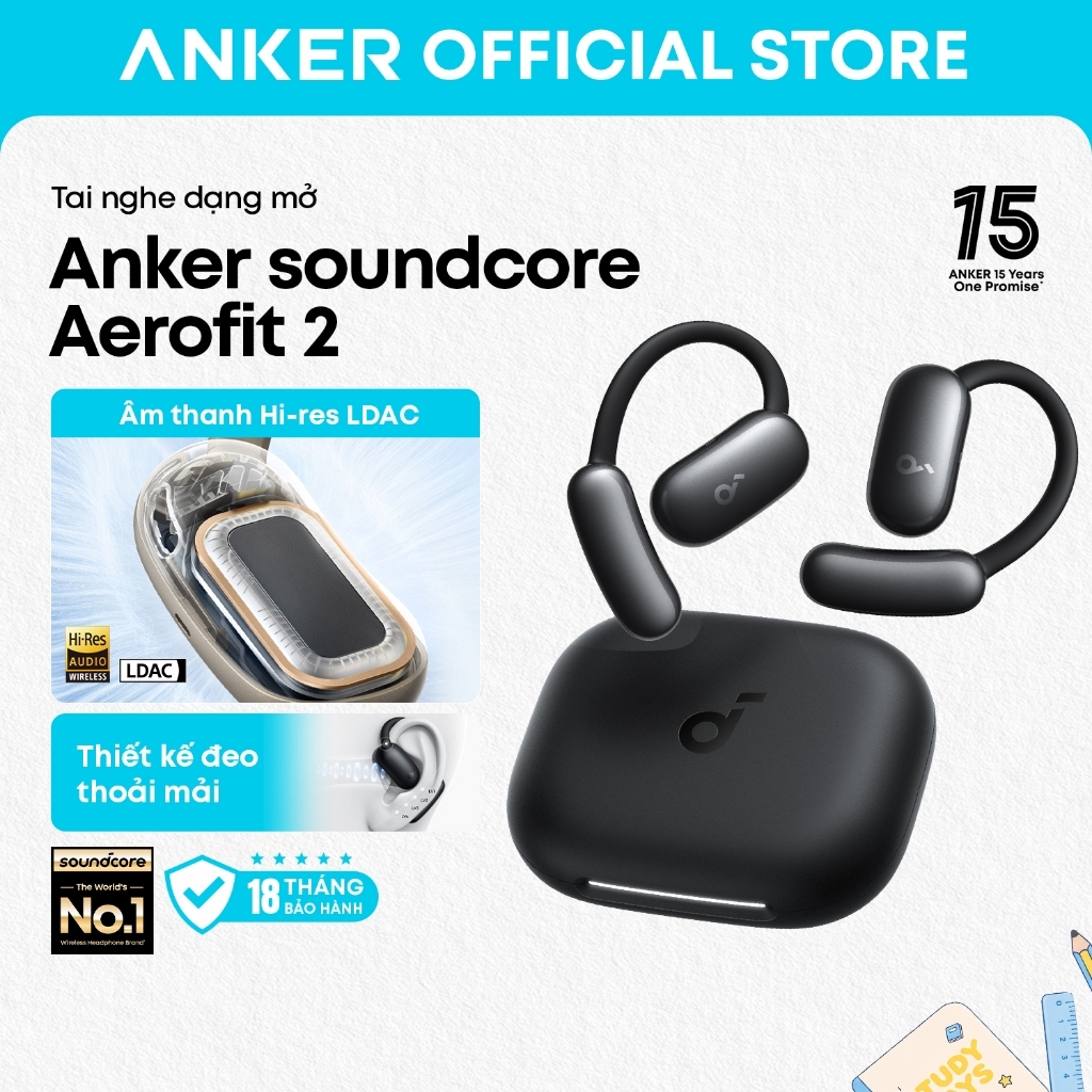 Anker soundcore Tai nghe bluetooth kẹp tai soundcore AeroFit 2, âm thanh Hi-Res, có thể điều chỉnh theo kích thước tai