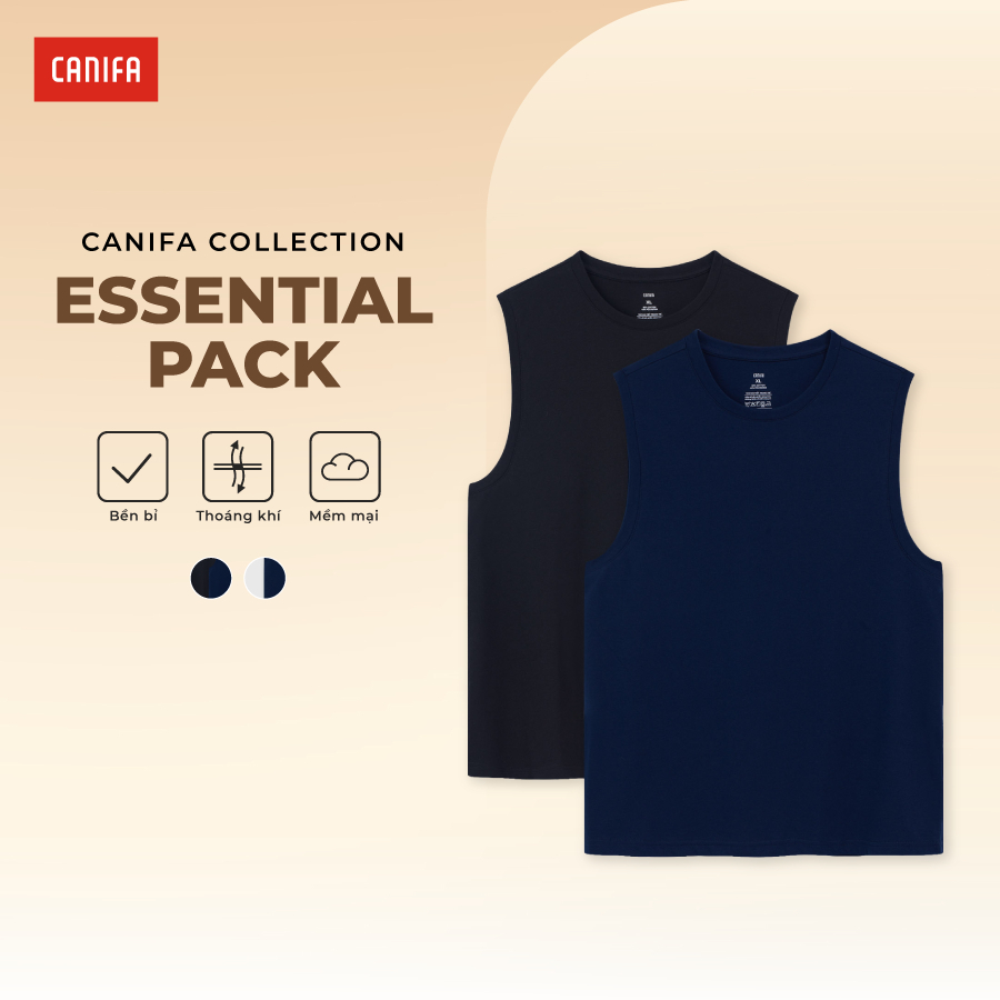 Pack 2 áo ba lỗ nam mặc nhà CANIFA chất liệu thoải mái, dễ chịu cả ngày 8LA26A003