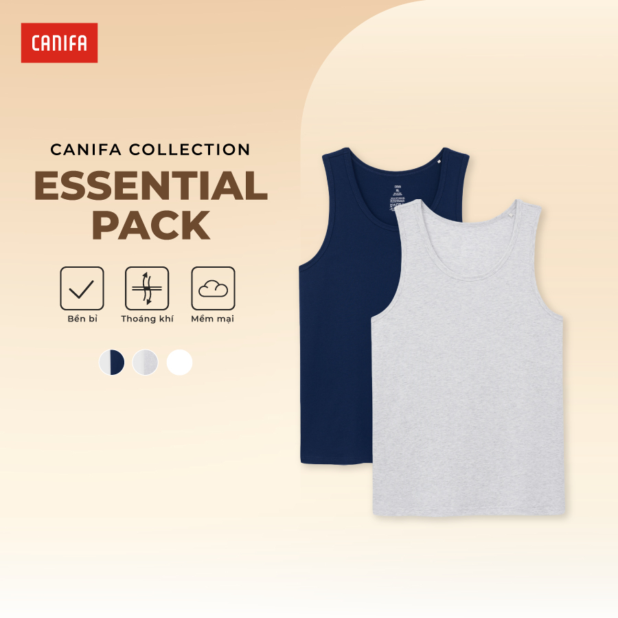 Pack 2 áo ba lỗ nam CANIFA chất liệu Cotton Mỹ mềm mại, thoáng mát 8LA26A002