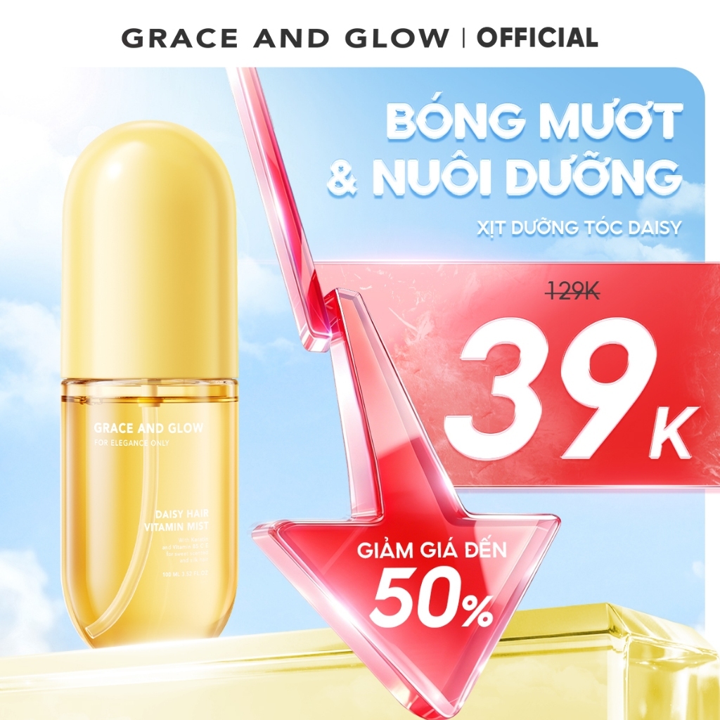 Xịt dưỡng tóc Grace & Glow Daisy Hair Vitamin Mist Xịt dưỡng tóc hương nước hoa với keratin chống xơ rối 100ml