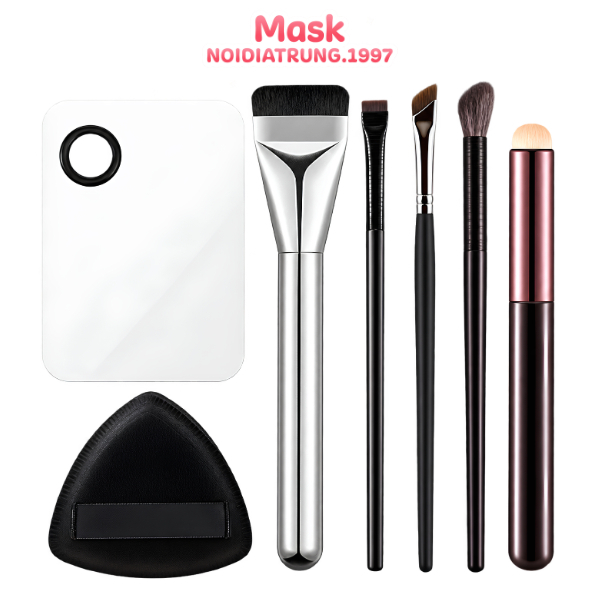 Set Cọ Tán Nền, Bông Mút, Khay Dàn Nền Trang Điểm