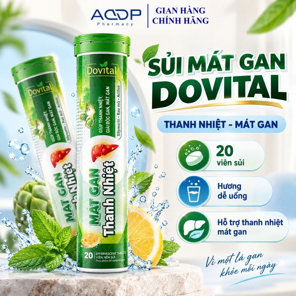 TPBVSK Viên Sủi Mát Gan Dovital, giải độc gan, giảm mụn