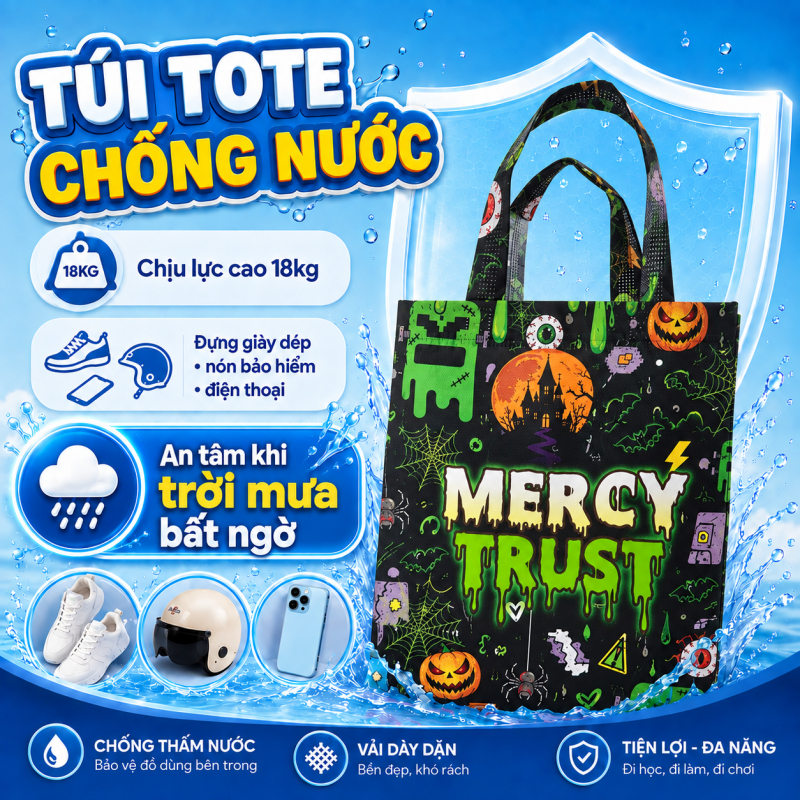 Túi HALLOWEEN chống nước đa dụng, chịu lực cao tối đa 18kg. KT 32x25x12cm