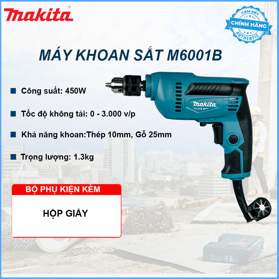 Máy khoan sắt Makita M6001B khoan sắt, khoan gỗ - Hàng chính hãng