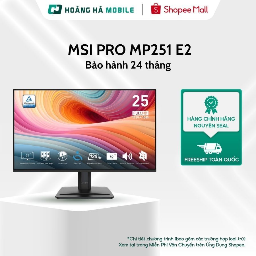 (Mua Nhiều Giảm Nhiều) Màn hình MSI PRO MP251 E2 (24.5 inch/FHD/IPS/120Hz/1ms/Loa) - Chính hãng