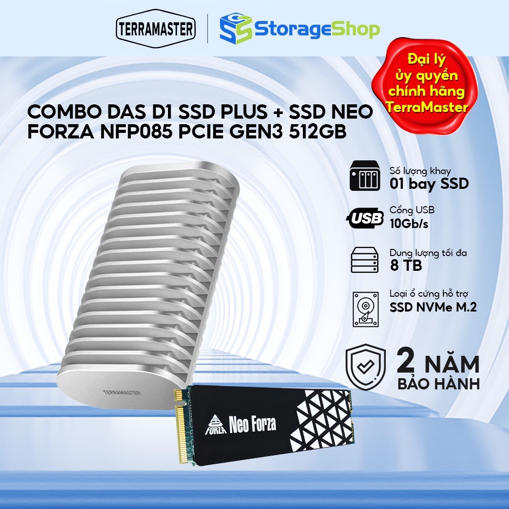 Combo Box Thunderbolt ổ cứng TerraMaster D1 SSD Plus và SSD Neo Forza - Storage Shop