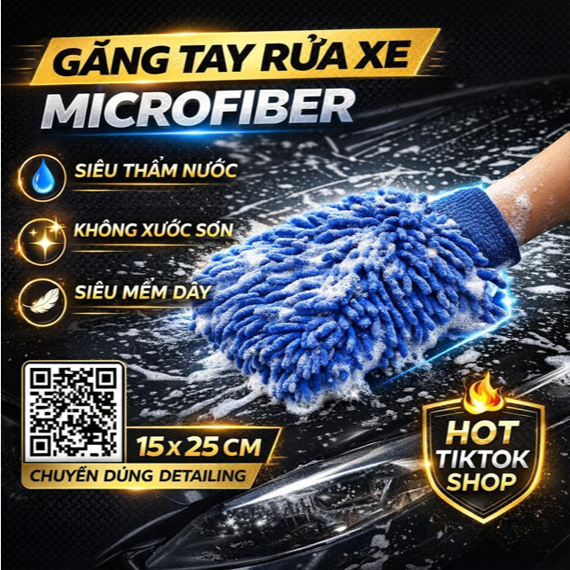 Găng Tay Lau Rửa Xe Microfiber Chuyên Dụng GT2 - CHÍNH HÃNG | Tahico