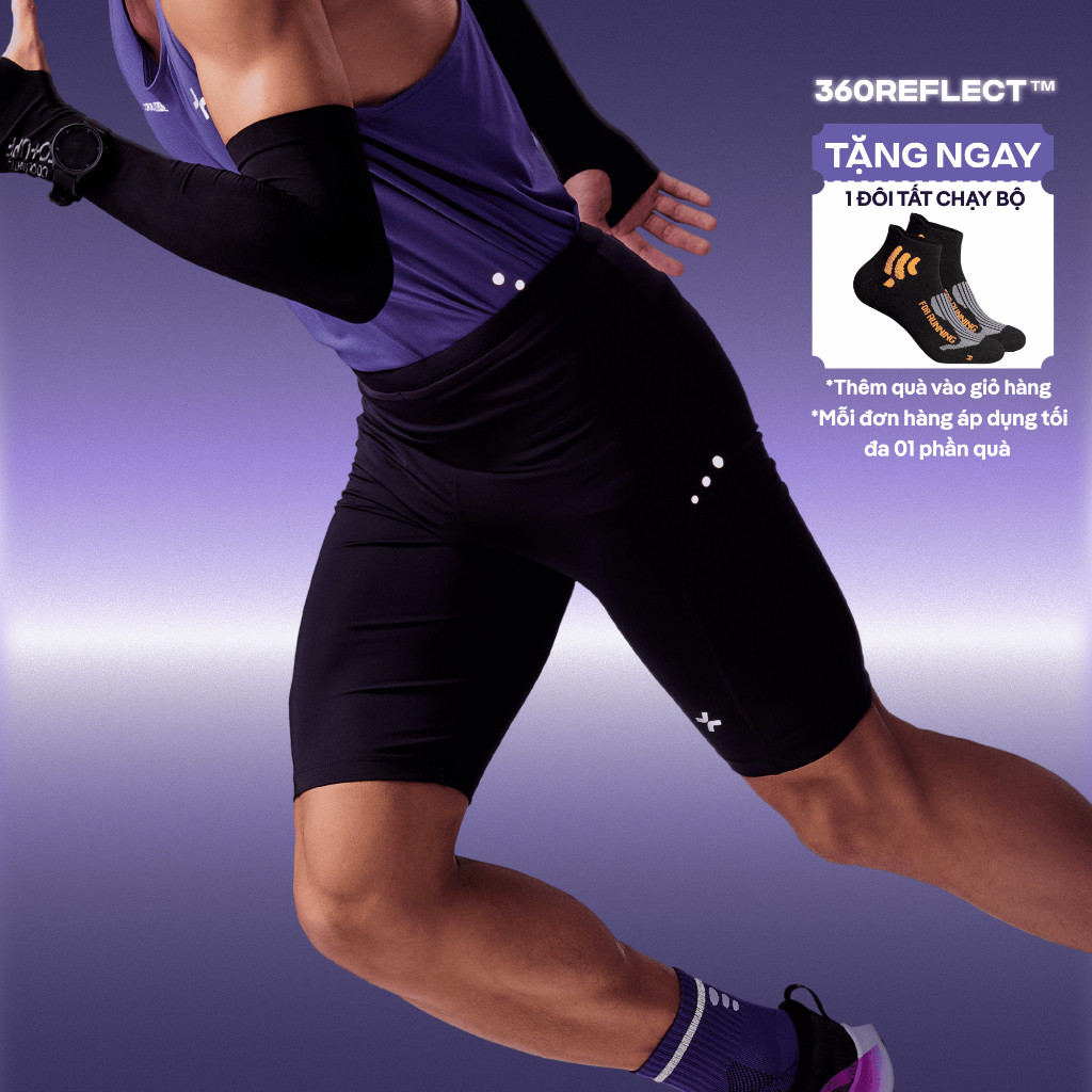 [BST Run Safe In The Dark]Quần biker chạy bộ phản quang basic 360Reflect, quần thể thao tight fit ôm gọn Coolmate