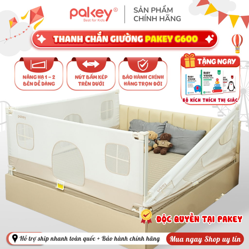 [NEW 2026] Thanh Chắn Giường G600 Độc Quyền Pakey, Khung Cải Tiến Dày Dặn Chắc Chắn Vải 600D Dày Dặn