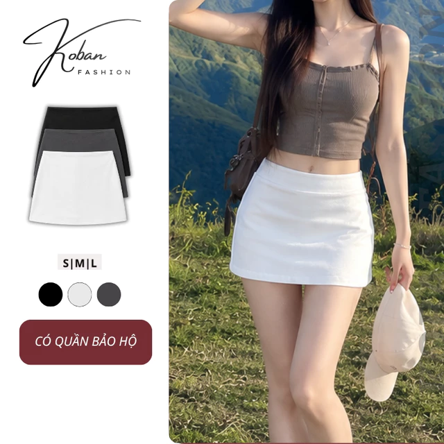[KB20] Chân Váy Ngắn KOBAN FASHION, Chân váy trắng ngắn  Váy Nữ Chữ A Trắng, Đen, Ghi Cạp Trễ Sexy Đi Chơi