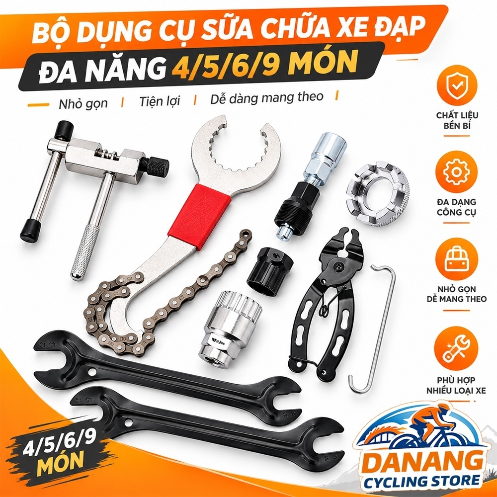 Bộ Dụng Cụ Sửa Chữa Xe Đạp Đa Năng 4/5/6/9 Món – Bộ Đồ Nghề Bảo Dưỡng Xe Đạp