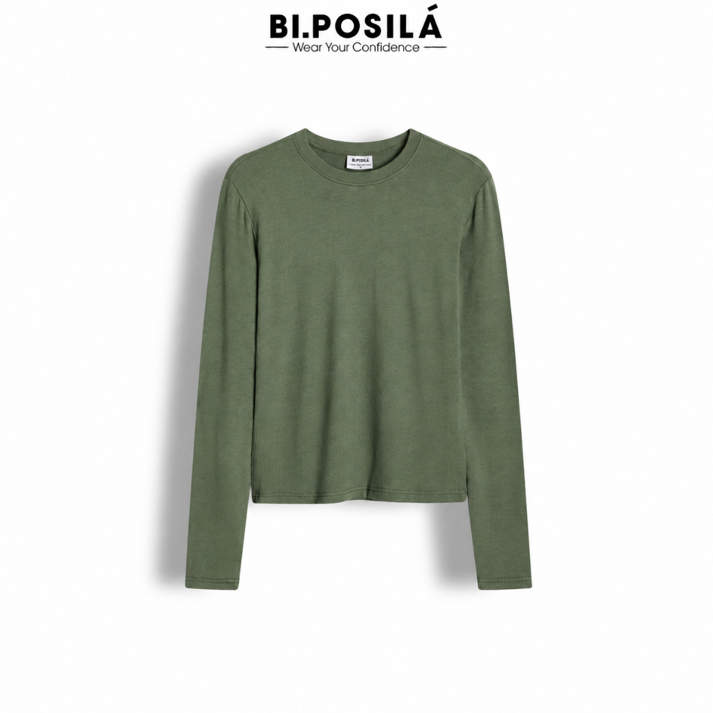 [A15- MÀU MỚI] BI.POSILÁ - ÁO THUN ÔM VỪA BASIC CỔ TRÒN DÀI TAY VẢI COTTON BORIP MỀM MỊN THOẢI MÁI - Áo Thun Ôm body nữ