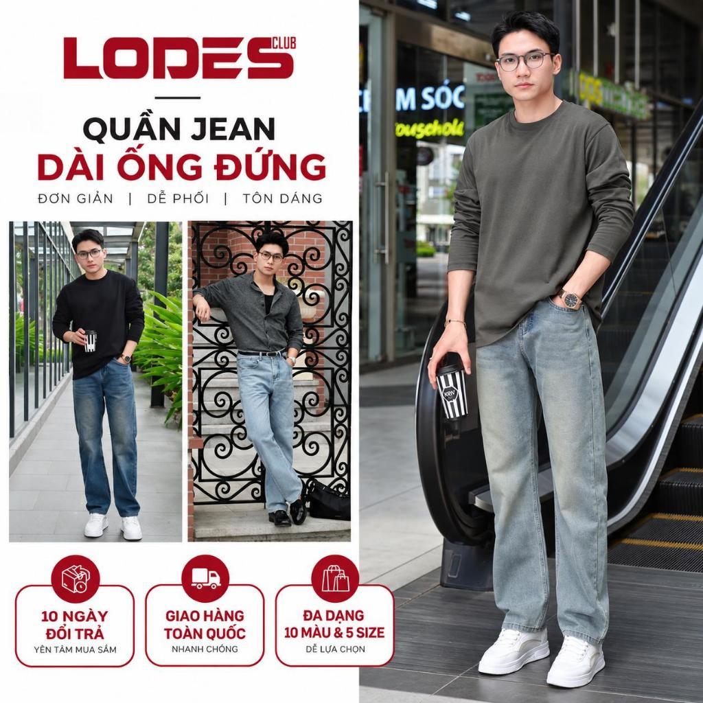 Quần Jean Ống Đứng LODES CLUB Form Hàn Quốc Chất Denim Cotton Mềm Mại Dành Cho…