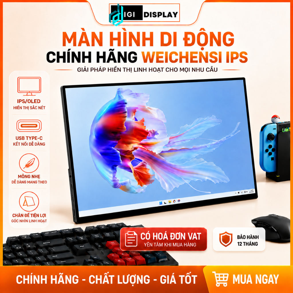 Màn hình di động IPS chính hãng Weichensi100%sRGB Type C HDMI - Portable Monitor có VAT