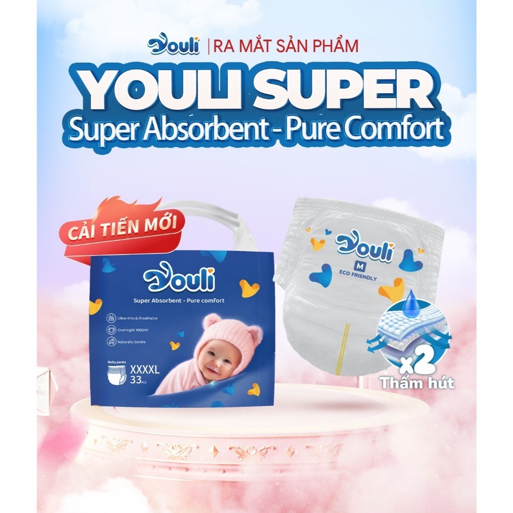 Bỉm YOULI XANH, YOULI MANUKA dán/quần