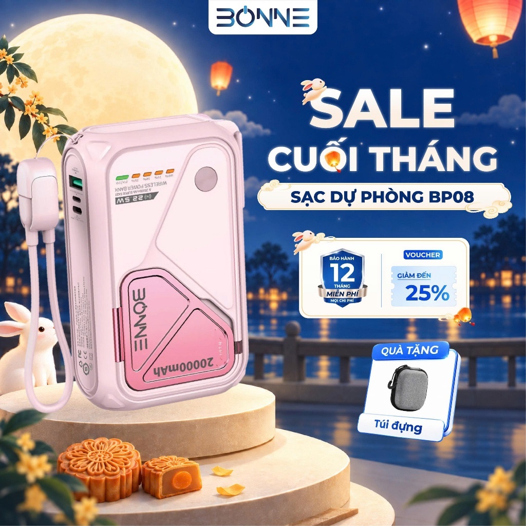 [SẴN HÀNG -TẶNG TÚI ĐỰNG ] Củ Sạc Nhanh BP08 Chính Hãng BONNE TECH , Hỗ Trợ Sạc Không Dây,Củ Sạc có chứng nhận CCC