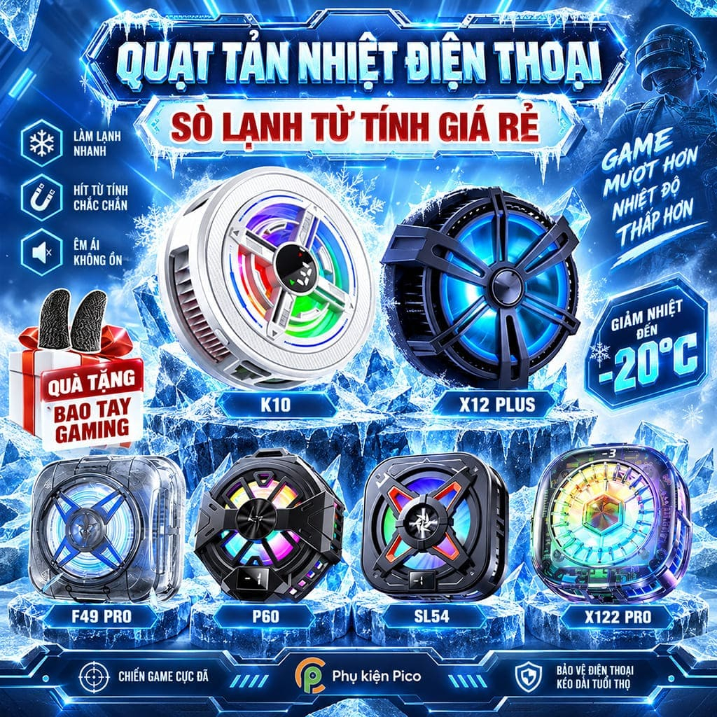 Quạt sò lạnh tản nhiệt điện thoại S2 / K10 / X9 / X12 / K5 / SL39 / SL09 / P60 / X122 Pro / C90 /J42