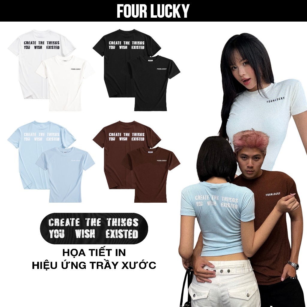 Áo Thun BODYFIT và REGULAR Nam Nữ 4Lucky 6606, Basic Thun Borip Co Giãn 4 Chiều Ôm Body Mềm Mịn Thoáng Mát
