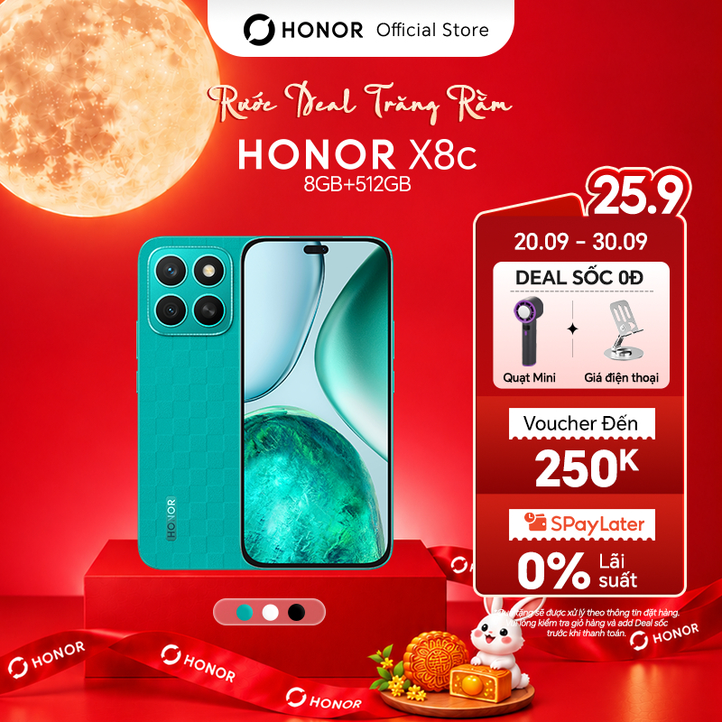 Điện thoại Honor X8c 8GB + 256/512GB | Camera 108MP| Kháng bụi và nước| Snapdragon 685 | Pin 5000mAh | BH 18 Tháng