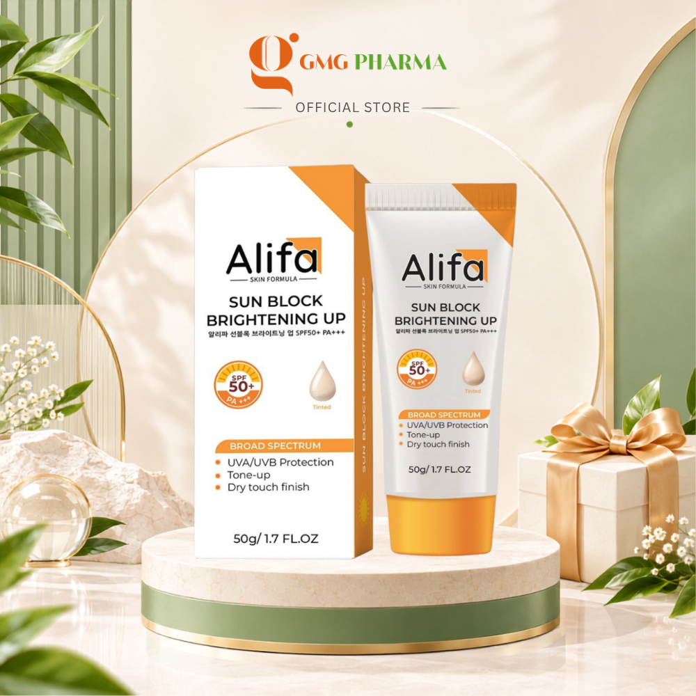 Kem chống nắng Alifa Sun Block Brightening Up 50g SPF50+ PA+++ dưỡng da nâng tone