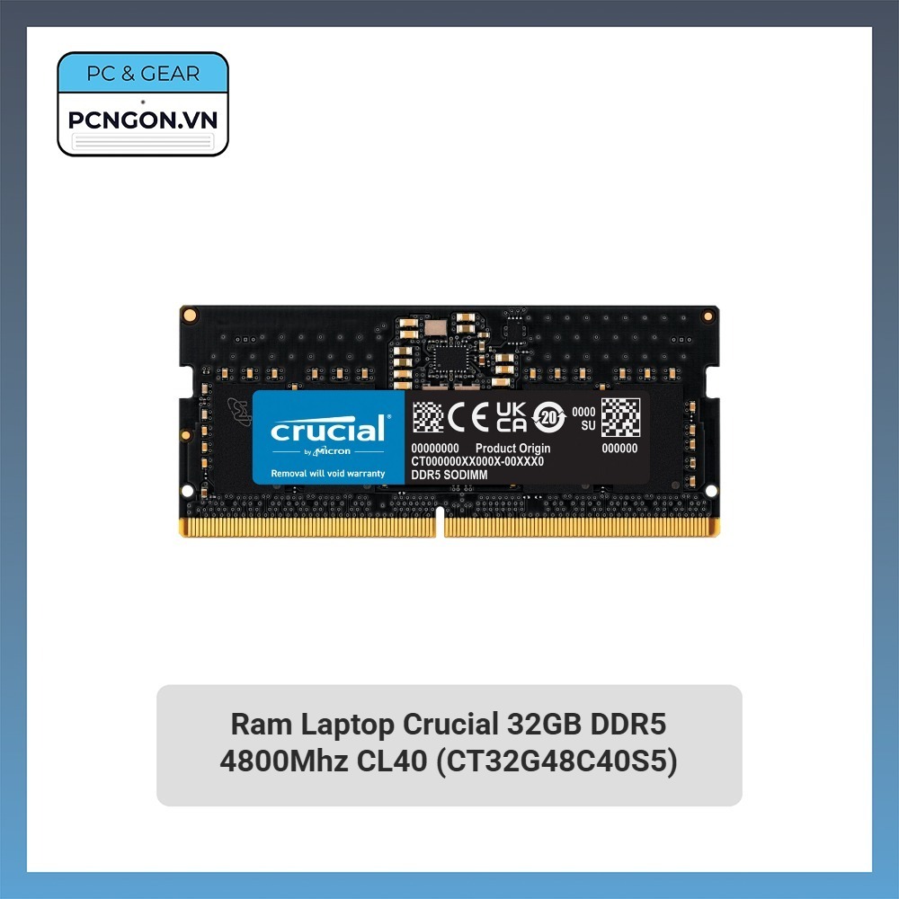 [PCNGON] Ram Laptop Crucial 32GB DDR5 4800Mhz CL40 (CT32G48C40S5)