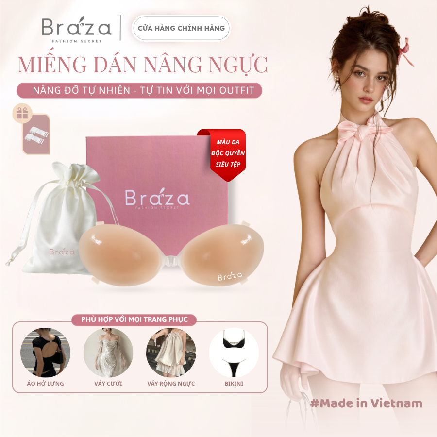 Áo Dán Nâng Ngực Tạo Khe Silicone Cài Trước Dính Siêu Chắc Tái Sử Dụng Nhiều…
