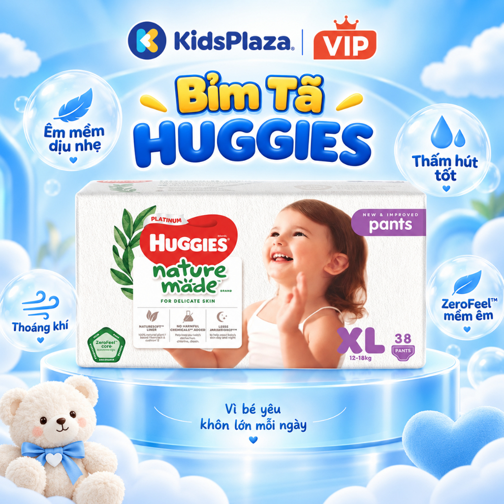 Bỉm - Tã dán/ quần siêu cao cấp Huggies Naturemade đầy đủ size cho bé