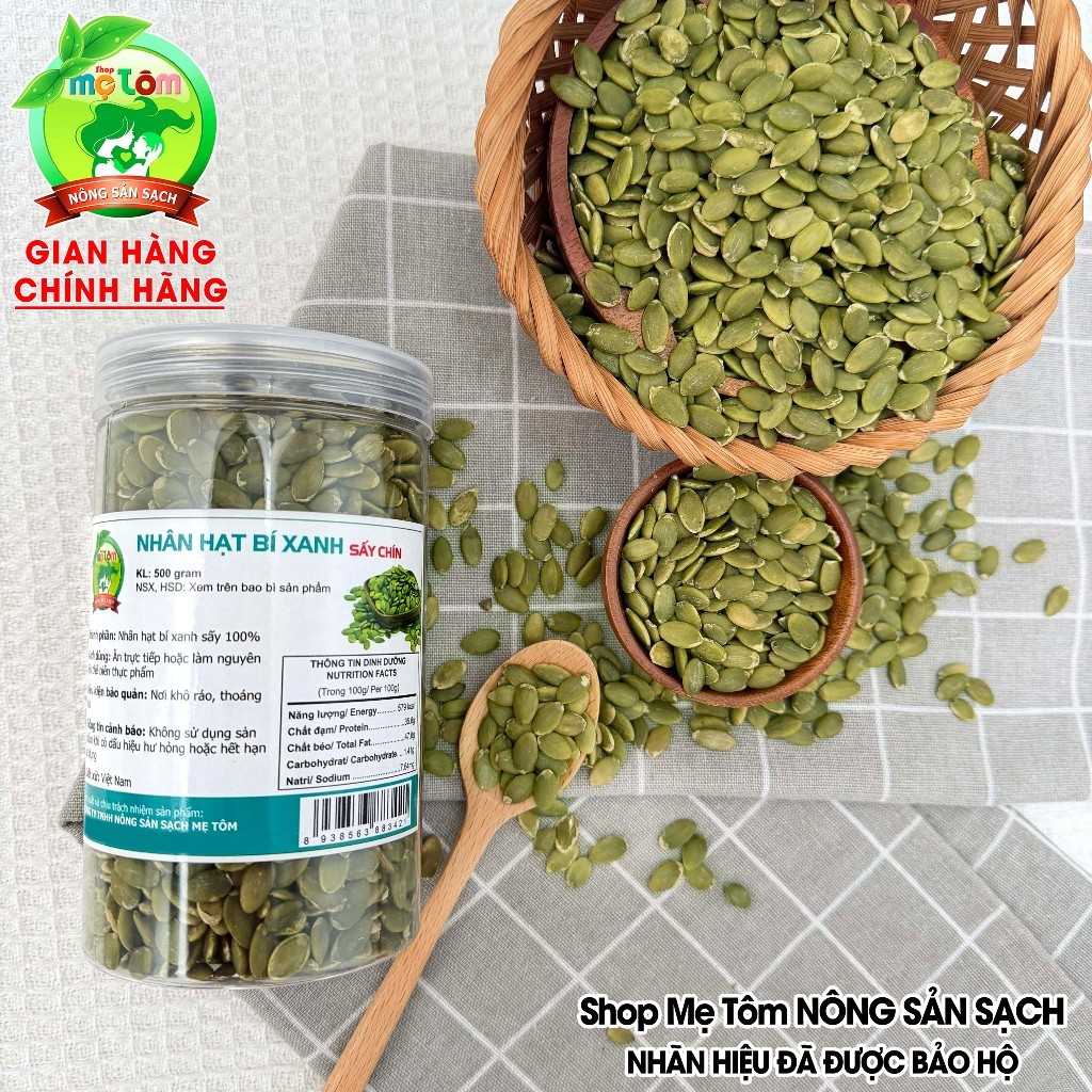 500GRAM NHÂN HẠT BÍ XANH SẤY CHÍN SHOP MẸ TÔM (CÓ XUẤT HÓA ĐƠN CÔNG TY)