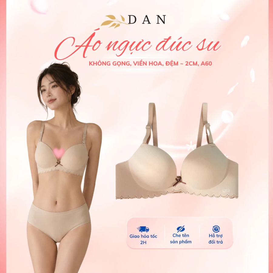 Áo Ngực Không Gọng Su Đúc Viền Hoa Đệm Bàn Tay Mềm Mại Thoáng Thoải Mái DAN L&U A60