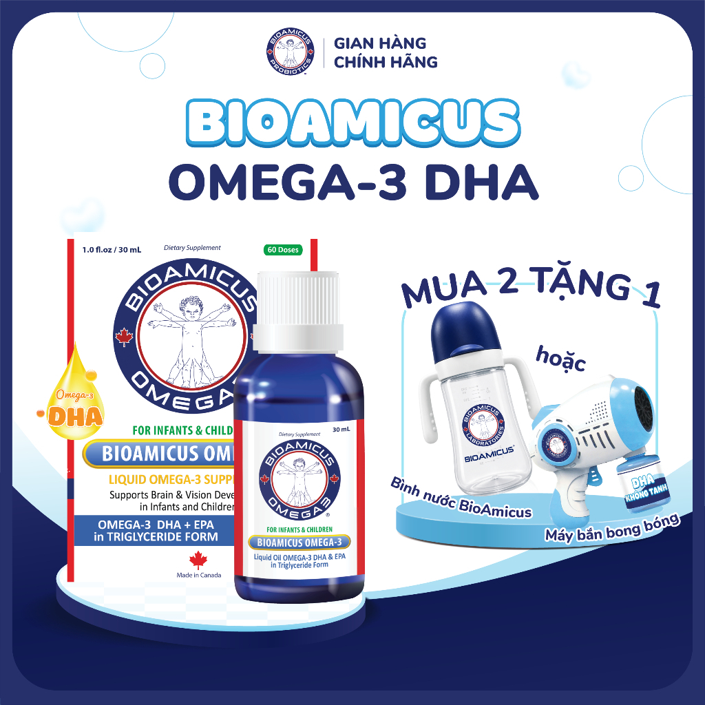 BioAmicus Omega-3 DHA cho trẻ thông minh sáng mắt lọ 30mL