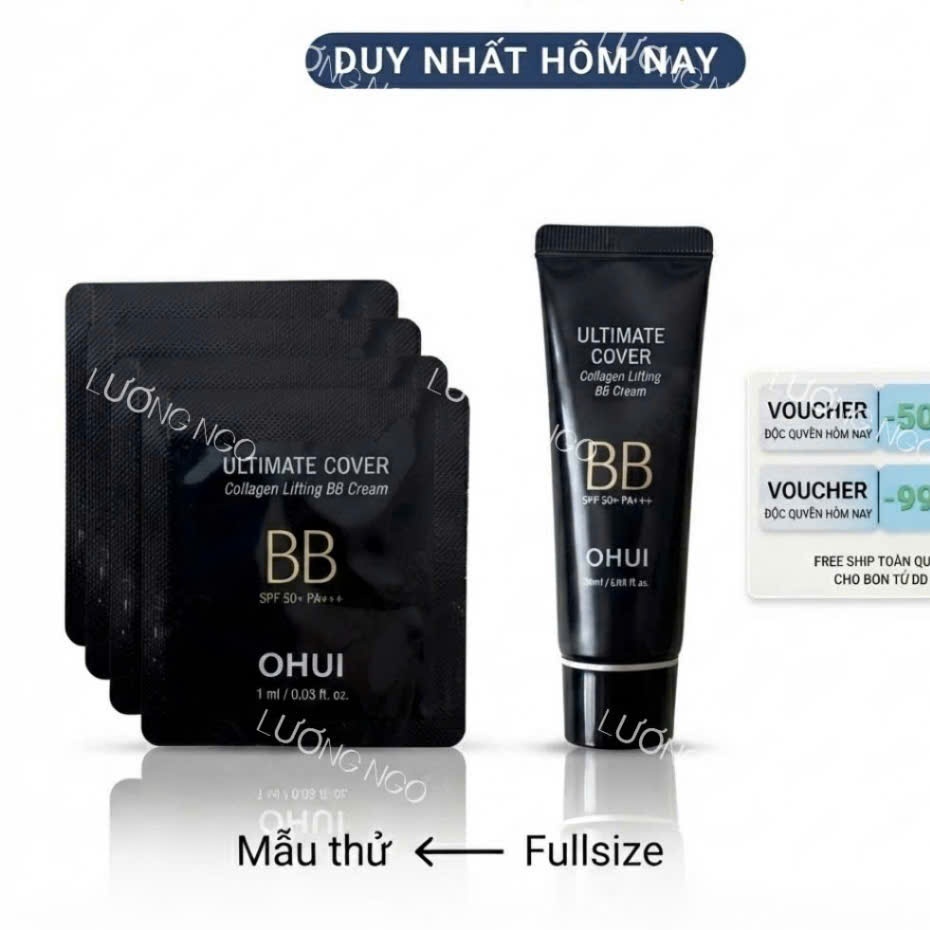 Gói kem nền chống nắng Ohui đen - Ohui Ultimate Cover Collagen Lifting BB Cream SPF50+/PA+++