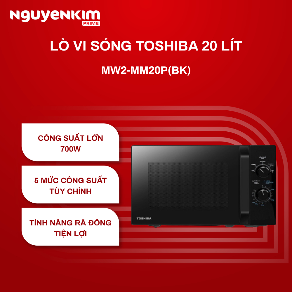 Lò vi sóng Toshiba 20 lít MW2-MM20P(BK) - Công suất 700W