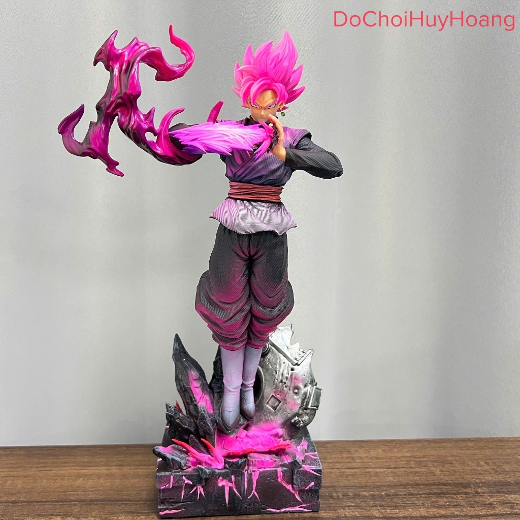 Mô hình tượng nhân vật Black Goku Rose Ssj2 SonGoKu tóc hồng cao 38cm có đế