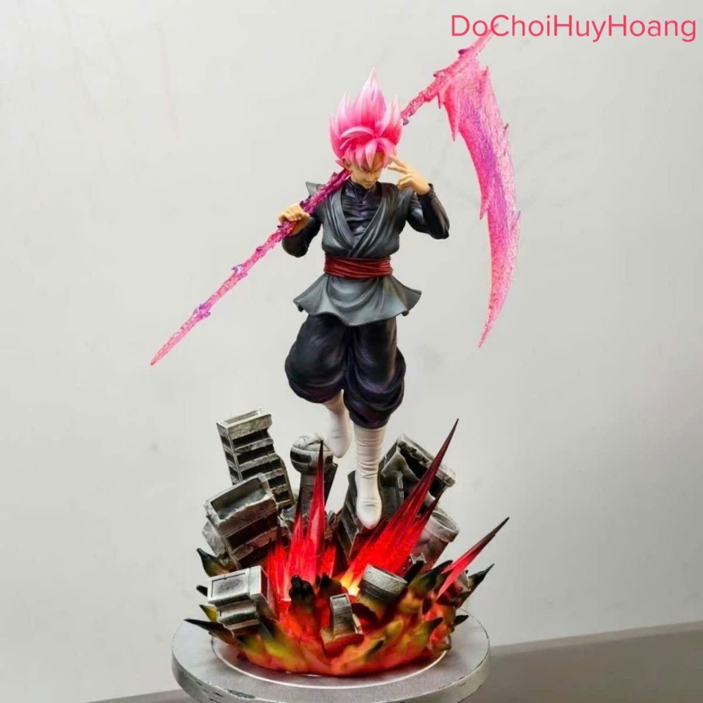 Mô hình tượng nhân vật Black Goku Rose Ssj2 SonGoKu tóc hồng 45cm có đế led Dragon Ball Bảy viên ngọc rồng
