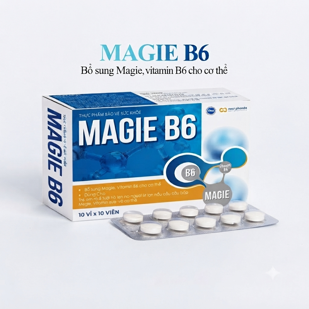 Viên Uống Bổ Sung Magie Vitamin B6, MAGIE B6- DOVEPHAR, Hộp 100 viên