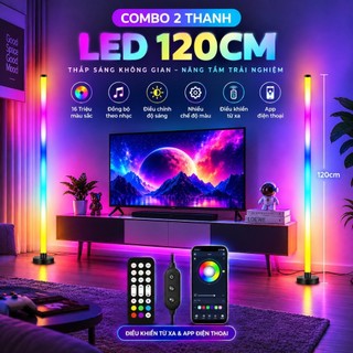 COMBO 2 Cây Đèn LED RGB 120cm Nháy Theo Nhạc mới nhất 2024 Trang Trí PC & Tivi Và Decor Phòng Cực Kì Đẹp, Có APP