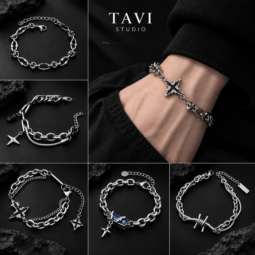 Vòng Tay Chuỗi Titan Unisex – Lắc Tay Nam Nữ Phong Cách Hiphop Y2K, Trang Sức Cá Tính Gen Z TAVI Studio