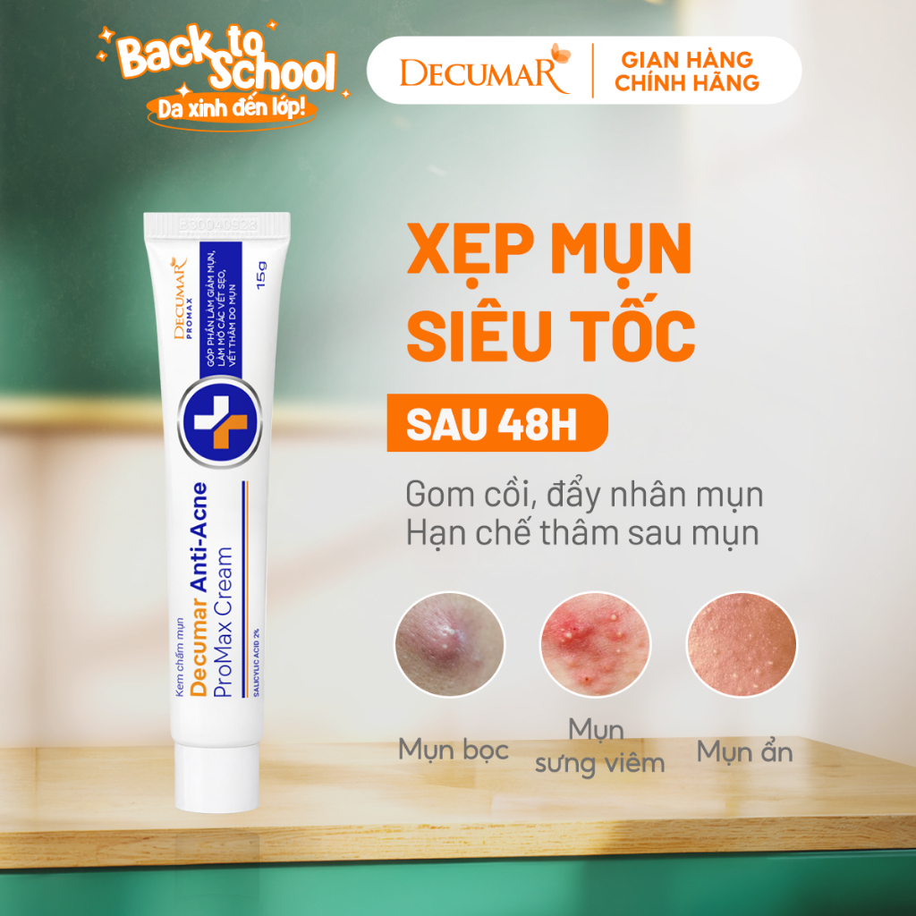 Kem Chấm Mụn Decumar Anti-Acne ProMax Cream 15g, hỗ trợ giảm sưng viêm, sưng đỏ, se cồi mụn hiệu quả