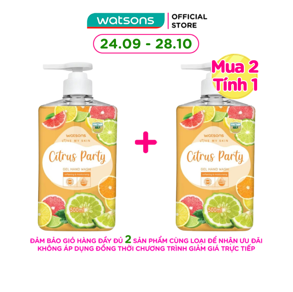 Gel Rửa Tay Watsons Love My Skin Citrus Party Gel Hand Wash 500ml