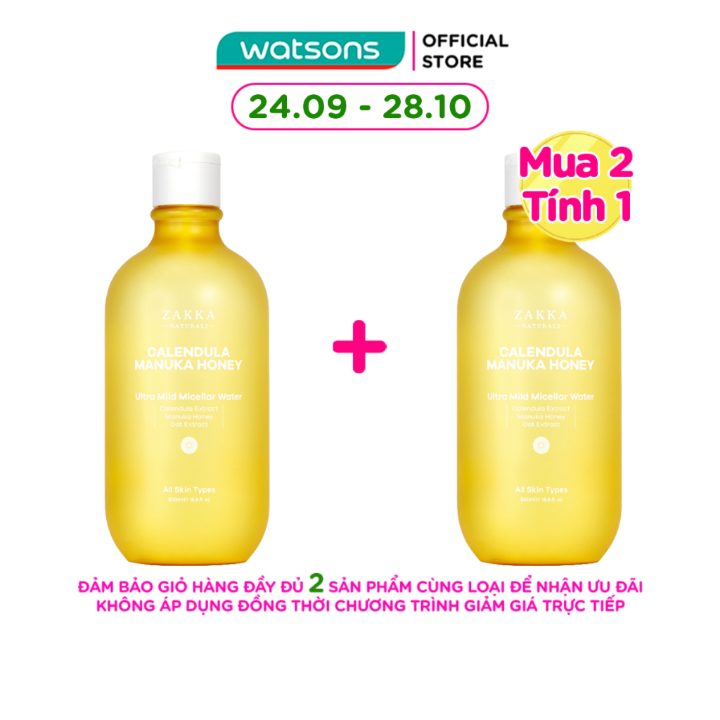 Nước Tẩy Trang Zakka Naturals Calendula Manuka Honey Ultra Mild Micellar Water 500ml